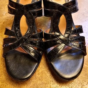 Soft black heel sandals